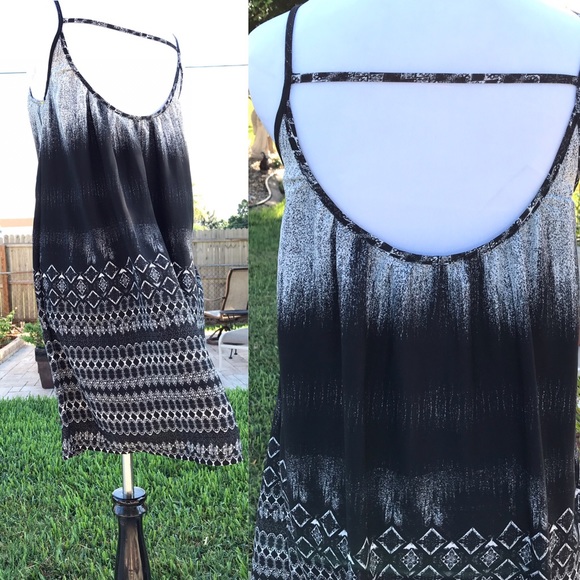 ONE CLOTHING SMALL NWOT Black, Silver and White Strappy Shift Mini Tunic Dress - Picture 5 of 8